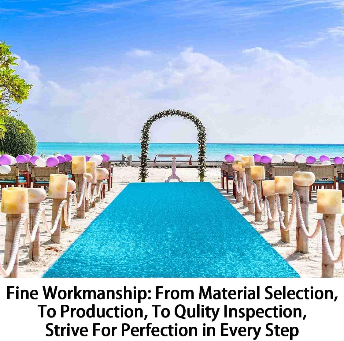 ShinyBeauty Turquoise Rug Runner Sequin Hallway Aisle Runner 4ftx20ft Turquoise Glitter Wedding Rug Runner Rustic Outdoor Rug Runner Wedding Ceremony Decorations