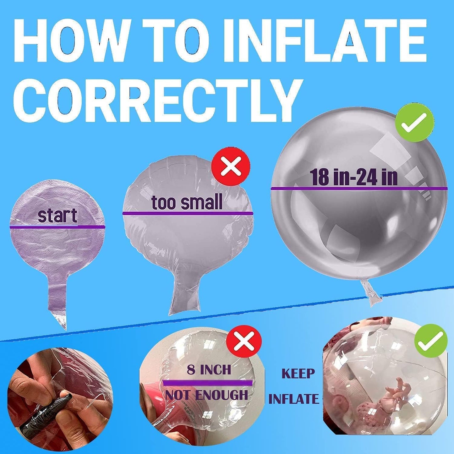 Warm White Led Balloons 6set Light up Balloons Clear Bobo Balloons with String Lights for Party, Birthday, Anniversary, Wedding, Christmas(Warm White)