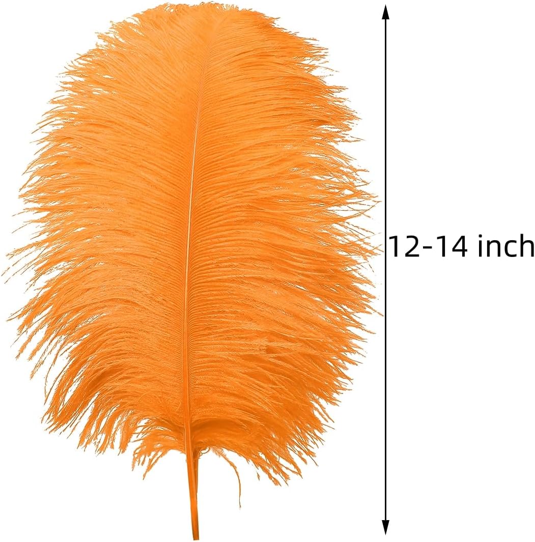Ballinger Orange Large Ostrich Feathers - 24Pcs 12-14inch Big Feathers for Crafts,Wedding Party Centerpieces and Halloween Home Decor