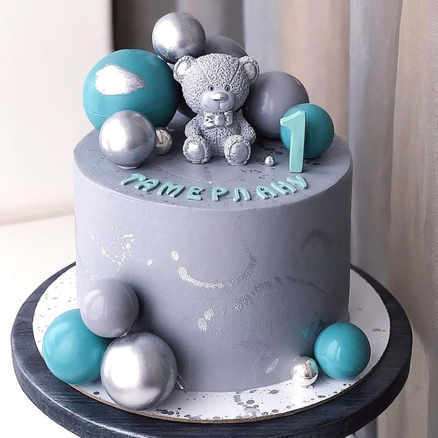 ASTARON 20 Pcs Ball Cake Topper Decorations Mini Balloons Cake Topper Sticks Silver Cake Balls for Graduation Wedding Birthday Cake Decorations