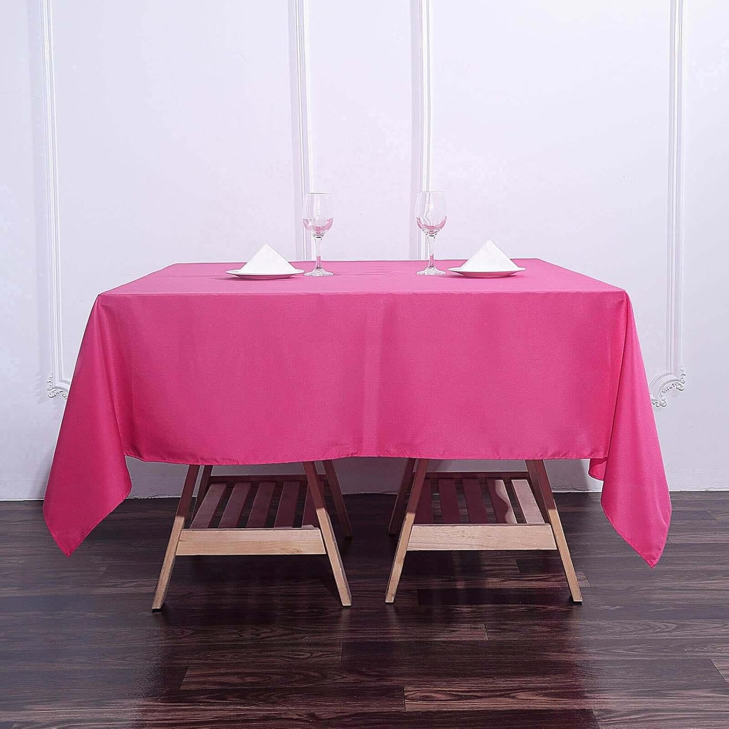 Efavormart 70" Premium Square Polyester Tablecloth for Wedding Kitchen Dining Events - Fushia