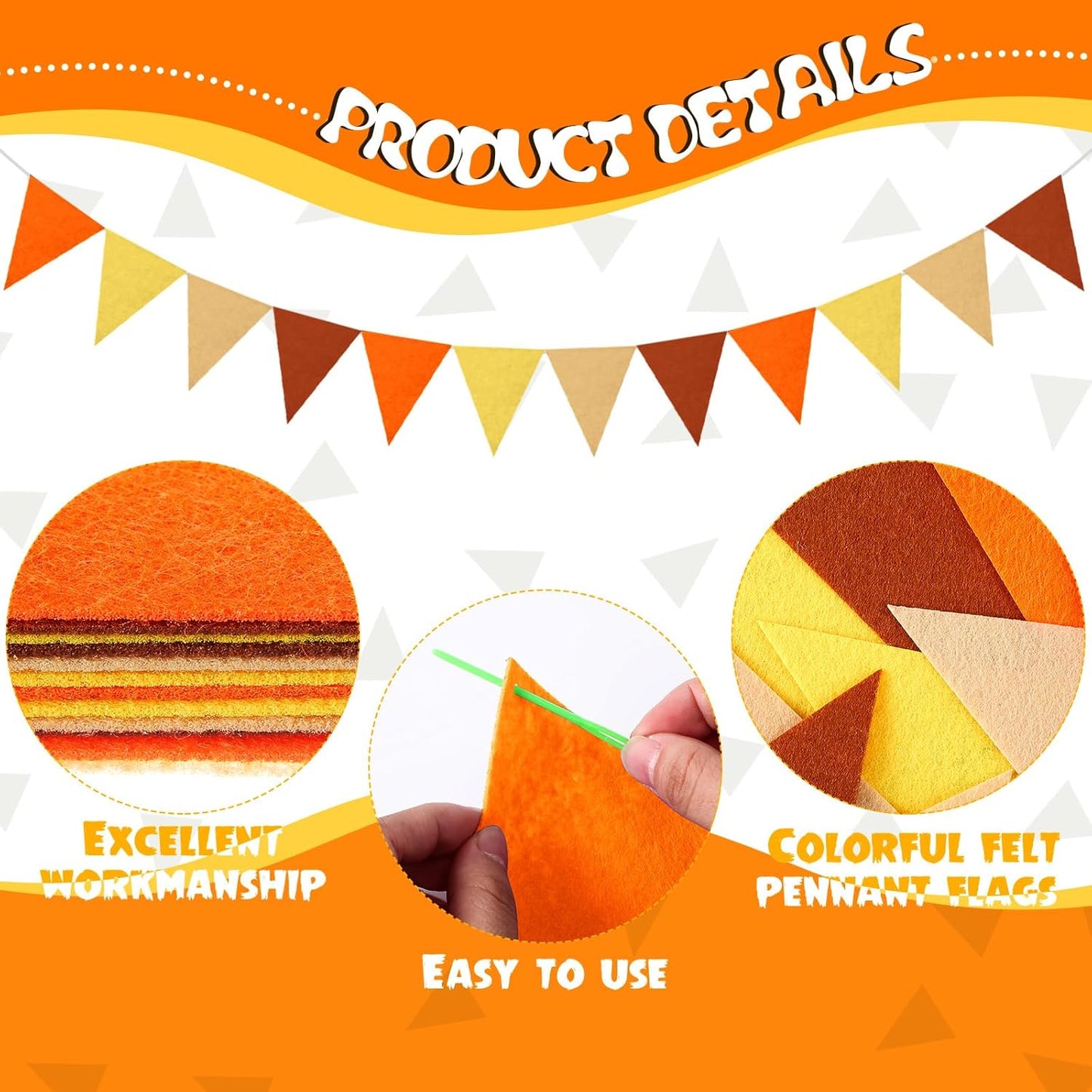 Irenare 9.8 ft Pom Pom Garland Felt Colorful Tassel Banner Christmas Party Pompoms Garland Decorations Felt Pennant Banner for Classroom Home Mantel Fireplace Birthday(Autumn Colors)