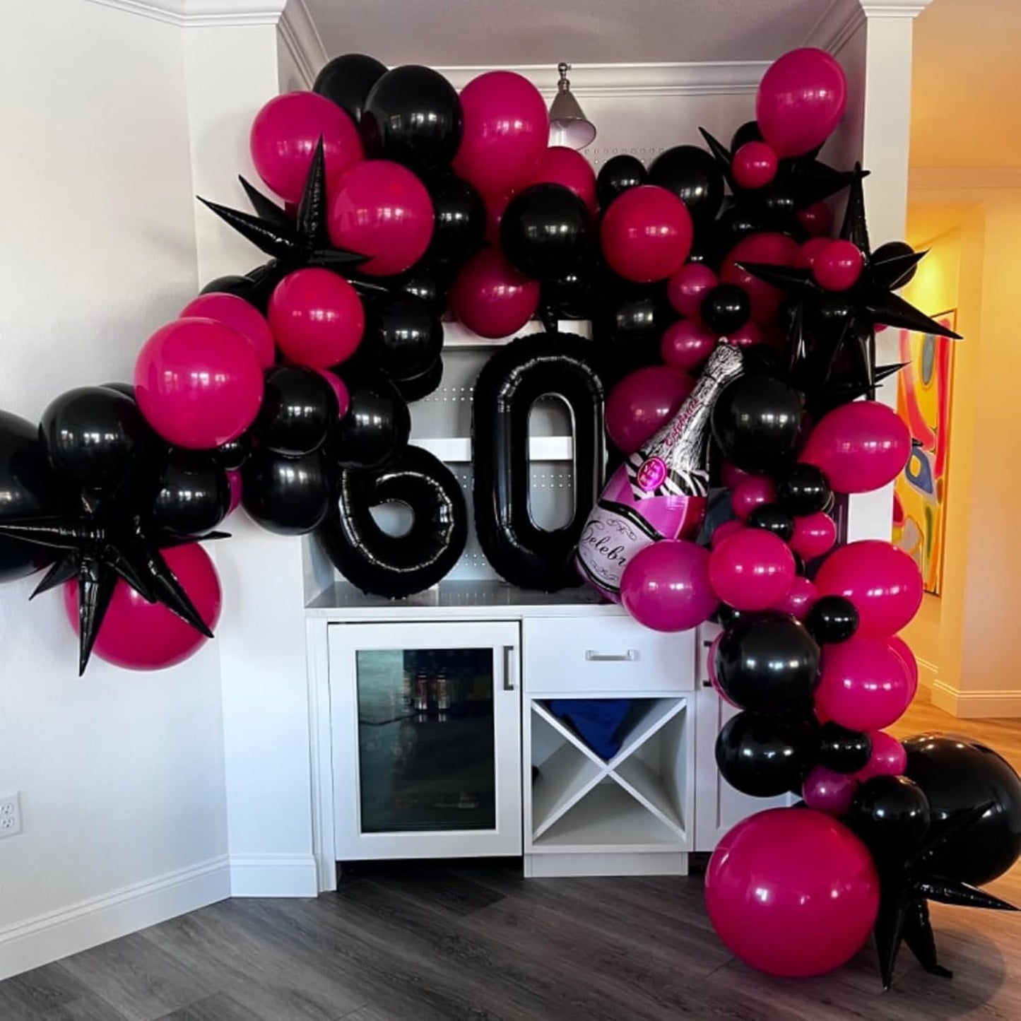 Black Star Balloons 12pcs, 27/22 Inch Foil Star Explosion Balloons, Large Spike Mylar Cone Balloon, Fireworks Shape Balloon Party Decor for Retirement Wedding Birthday Graduation