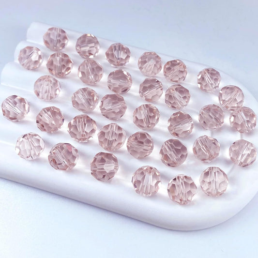 100 PCS 8mm Crystal Glass Beads Round Multiple Faceted Loose Spacer Glass Beads for DIY Handcrafte Bracelet Necklace Earring Jewelry Making(Pink)