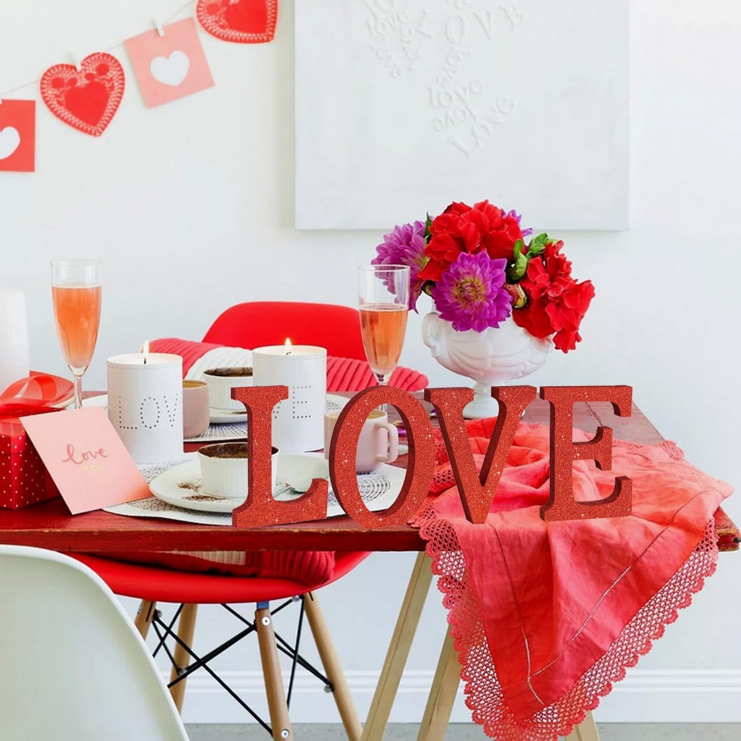 TONIFUL 8 Inch Red Glitter Letter E Table Centerpiece A-Z Red Birthday Party Decorations,Red Alphabet E for Birthday,Chrismas,Graduation,Bridal Shower,Wedding,Anniversary Party Supplies