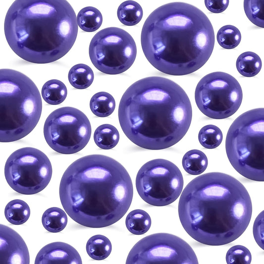 260Pcs Purple Glossy Round Plastic Beads - Vase Filler, Centerpiece Decor, Wedding & Party Decor (18mm, 14mm, 6mm)