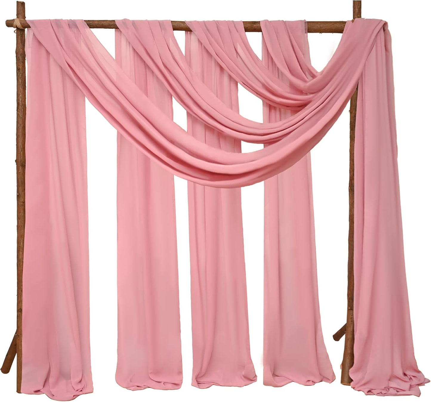 6 Panels Dusty Rose Wedding Arch Drapery 28" x 20Ft Outdoor Curtain Drapes Fabric Chiffon Fabric Drape Backdrop Curtain for Wedding Party Swag Ceremony Birthday Arbor Drapery Reception Ceiling Décor
