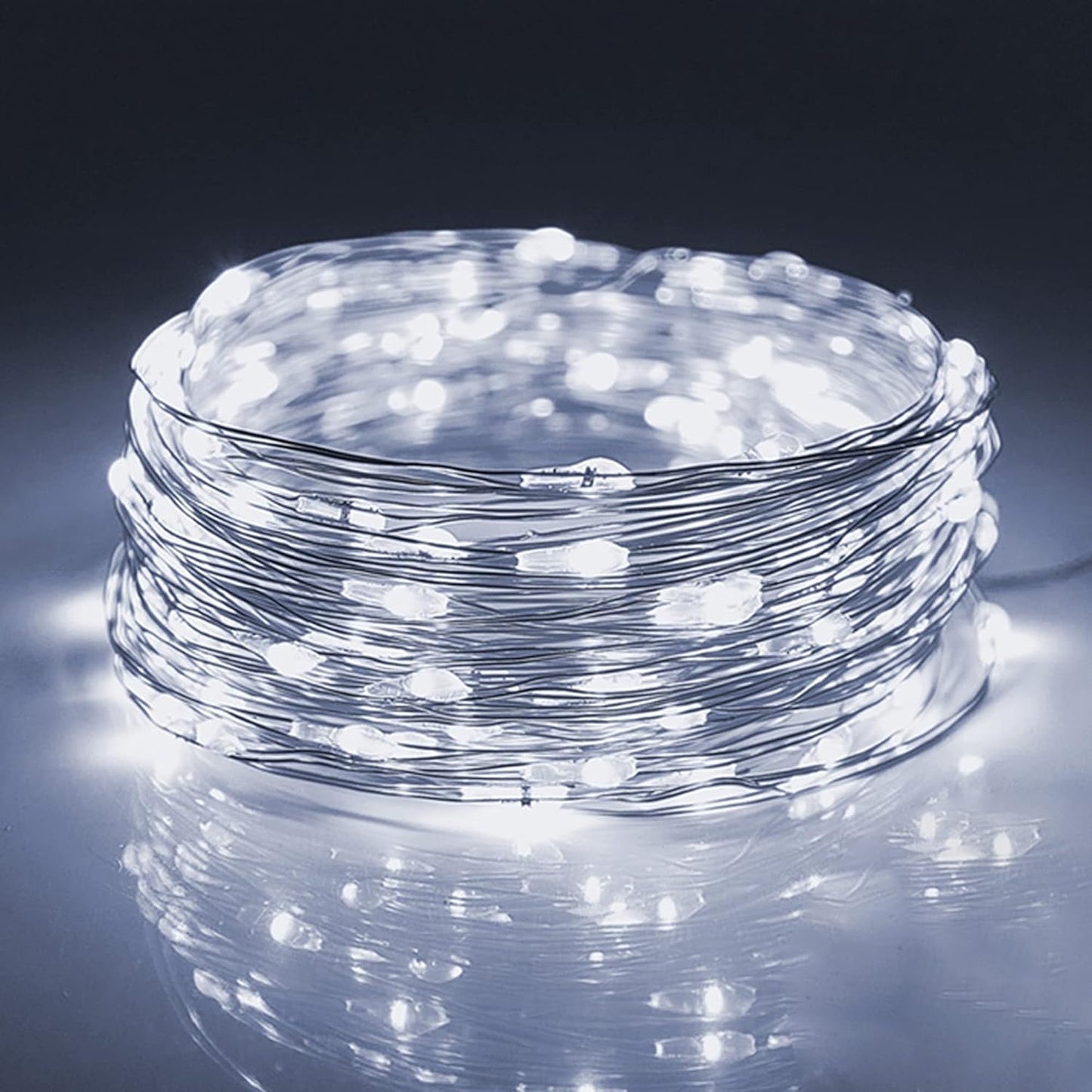 WATERGLIDE 24 Pack Fairy Lights Battery Operated (Included), 7 ft 20 LED Mini String Lights, Waterproof Silver Wire Firefly Starry Lights for DIY Wedding Christmas Party Mason Jars Decor, Cool White