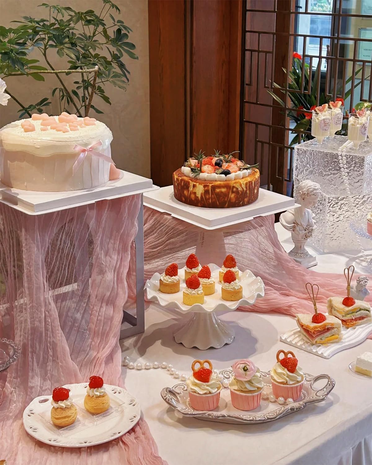 Pink Cheesecloth Table Runner 120 Inch, Dusty Pink Boho Rustic Gauze 10 FT, Summer Cheese Cloth Runner for Wedding, Baby Shower, Party, Farmhouse Centerpiece Home Decorations