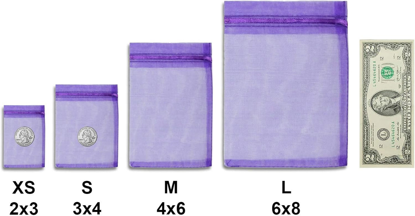 TheDisplayGuys 48-Pack 6x8 Purple Sheer Organza Gift Bags with Drawstring, Jewelry Candy Treat Wedding Party Favors Mesh Pouch