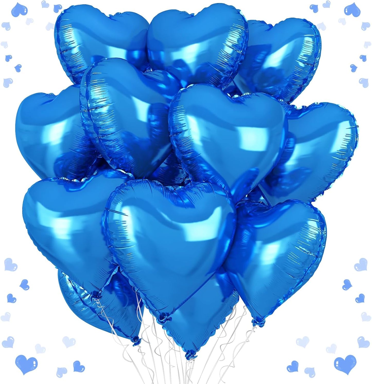Blue Heart Balloons, 18 Inch Royal Blue Heart Shape Balloon, 12PCS Large Blue Helium Foil Heart Romantic Balloon for Birthday Marriage Wedding Bridal Engagement Party Anniversary Decoration