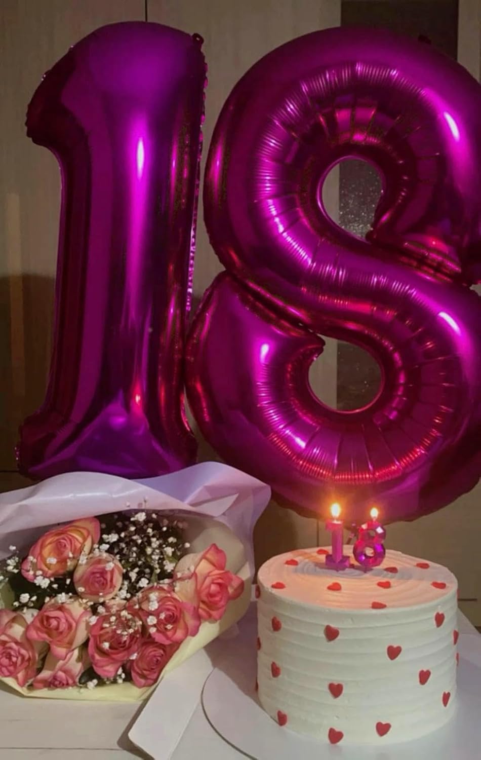 Helium Foil Rosy Purple Number 8 Balloon 40 Inch, Mylar Eight Numbers 8 18 28 38 48 58 80 88 Birthday Balloons, Rosy Purple Women Men Anniversary Graduations Party Supplies