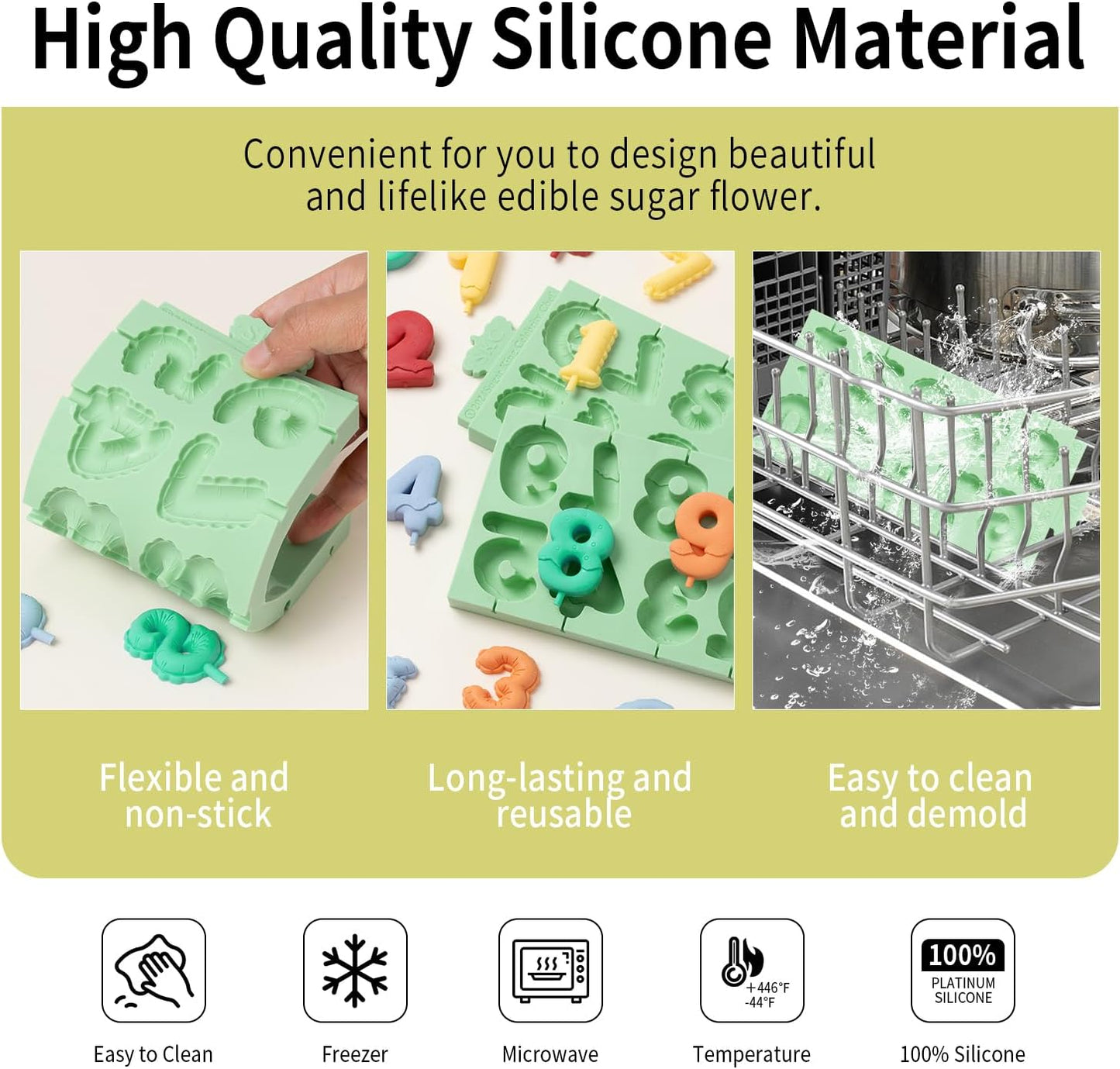 KALAIEN Number Silicone Mold, 2 Pack 3D Chocolate Molds Silicone Number 0-9, Number Cake Molds for Chocolate Fondant Polymer Clay, XNJ2613