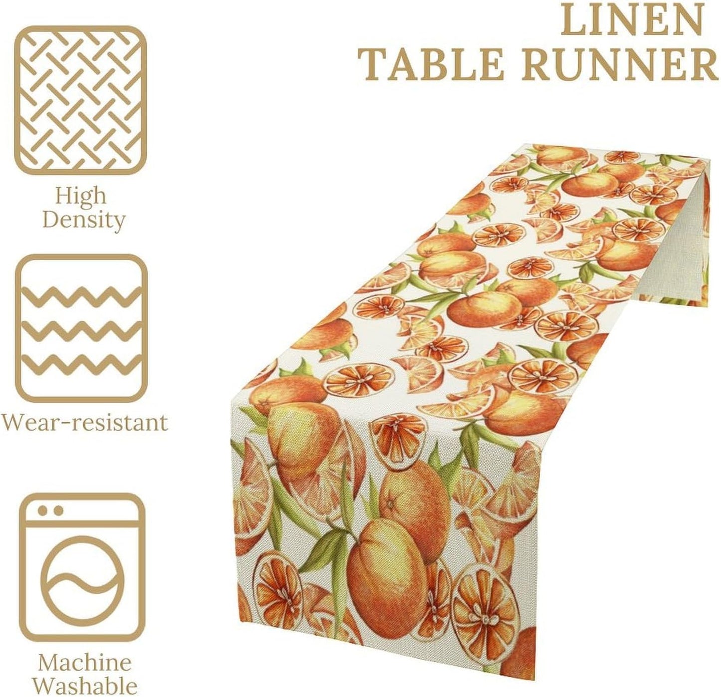 Spring Summer Orange Citrus Table Runner Sweet Fruit Botanical Print Little Cutie Dinner Runner for Farmhouse Baby Shower Party Holiday Home Kitchen Dining Table Decor 13x120