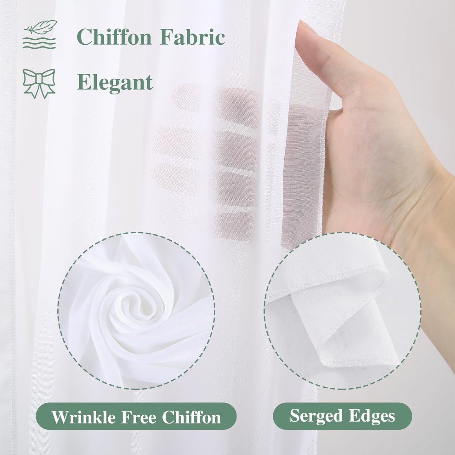 PARTISKY Wedding Arch Draping Fabric,1 Panel 18FT White Drapes Chiffon Fabric Drapery Decorations for Ceremony Reception Party Ceiling Backdrop