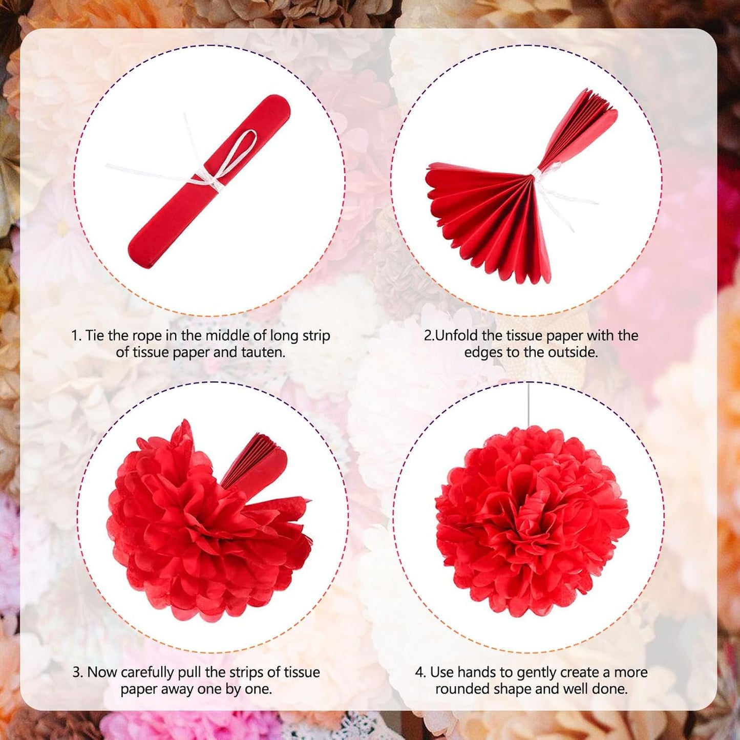 Tissue Paper Pom Poms, Blue Tissue Paper Flowers, Hanging Flower Balls for Weddings Fiesta Parties Birthday Baby Showers Classroom Bridal Shower Decoration (20Piece Set-6/10/12/14Inch)