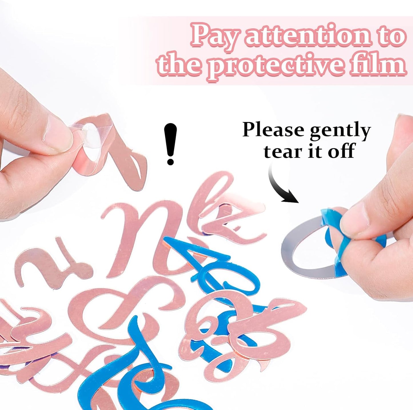 126 PCS Custom Name Cake Topper Acrylic Letters DIY Personalized A-Z & 0-9 Number Alphabet Cake Decoration For Wedding Anniversary Baby Shower Party Birthday Supplies (Rose Gold)