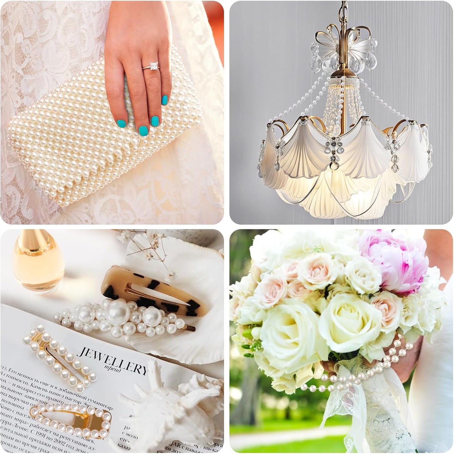 164 Feet Faux Pearl Beads Garland 3mm Craft String Pearls for Wedding Centerpiece Christmas Tree and Flowers Decoration DIY(Ivory)