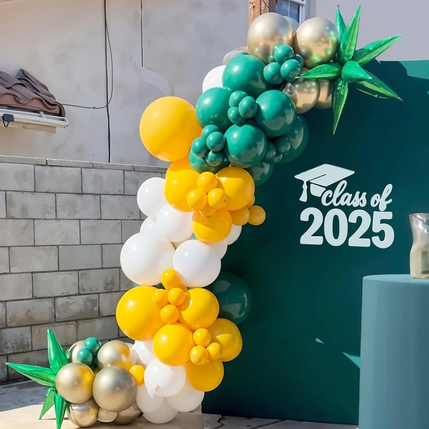 Green Yellow Gold Balloons, 12 Inch Dark Emerald Green Yellow Balloons, Sage Green Metallic Gold Balloon for Birthday Graduation St. Patrick's Day Tropical Summer Garden Party Decorations Supplies