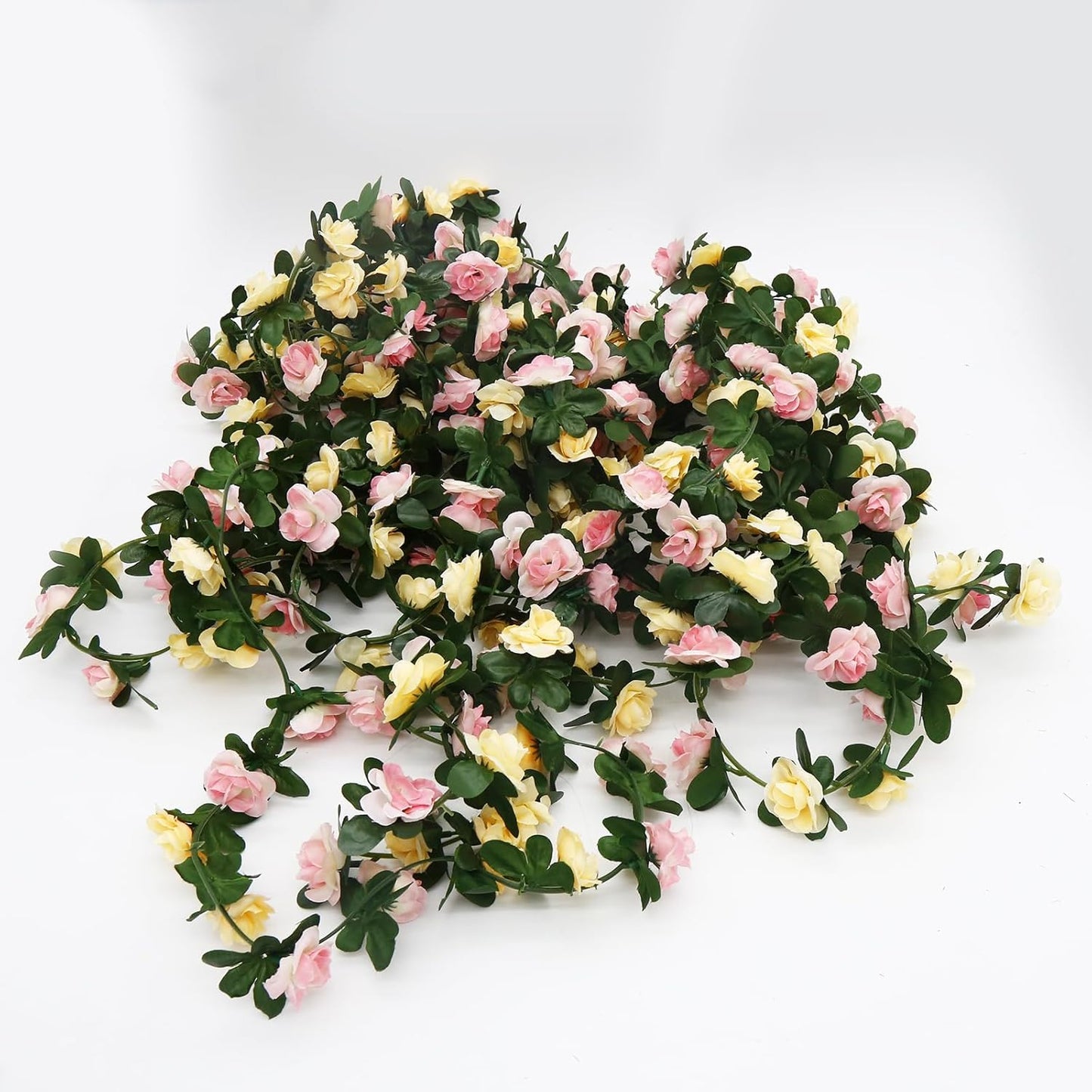 12 PCS 98.4 FT Artificial Flower Garland Rose Garland for Wedding Room Decor（12,Champagne）
