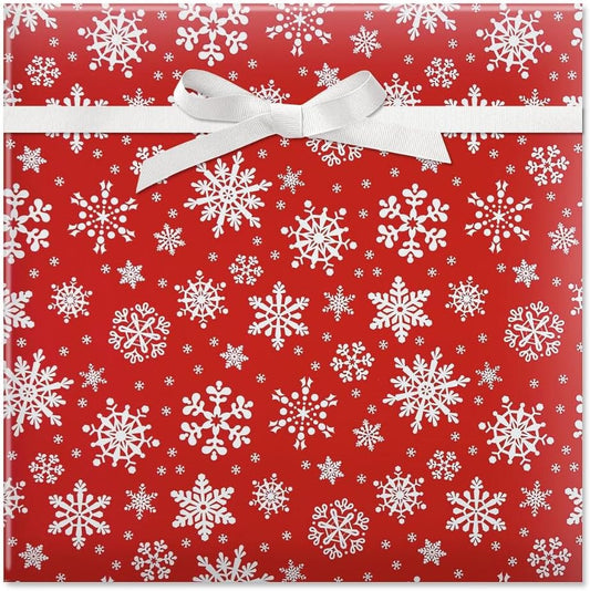 Current Snowflake on Red Christmas Rolled Wrapping Paper - Premium Jumbo 23-Inch x 32-Foot Gift Wrap Roll, 61 Square Feet Total
