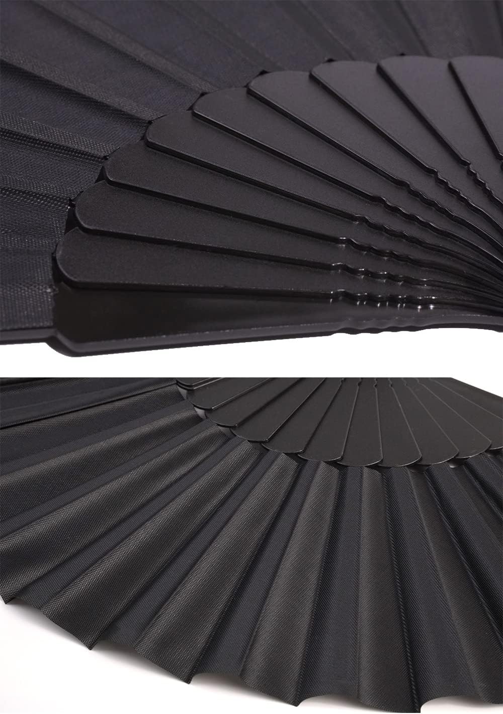 HUNANBANG 1 Dozen 12 Pieces Folding Hand Fans Church Wedding Gift, Party Favors, DIY Decoration Gift Size9 Wholesale 12pack (Black)