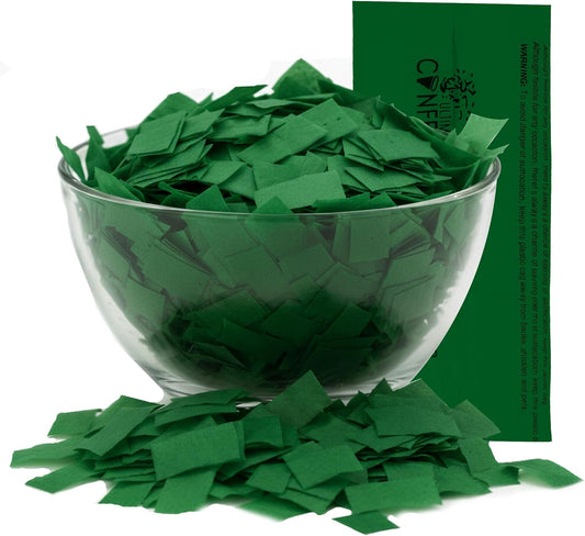 Rectangular Biodegradable Confetti – Dark Green Fluttering Tissue Paper Confetti for Cannon and Launcher use - Wedding Confeti, Birthday, Parties and Live Events - 1 lb, 16 oz