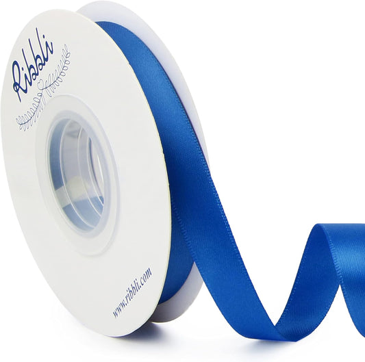 Ribbli Royal Blue Double Faced Satin Ribbon,1/2” x Continuous 25 Yards,Use for Craft Bows Bouquet, Gift Wrapping, Wedding Decoration, Floral Arrangement