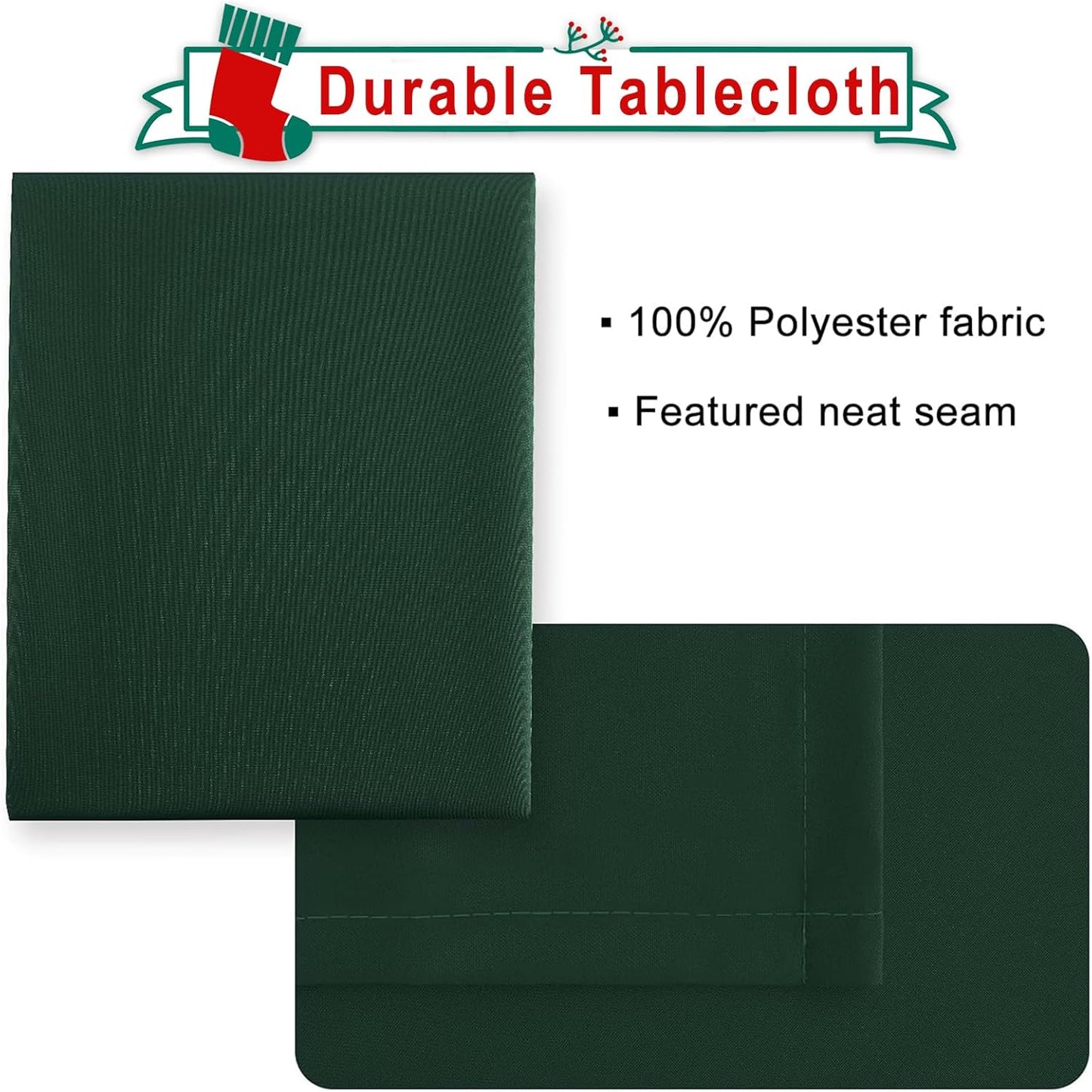 Hiasan Rectangle Tablecloth - Waterproof Washable Fabric Table Cloth for Wedding, Banquet, Gathering and Dining Room, 90 x 156 Inch, Hunter Green