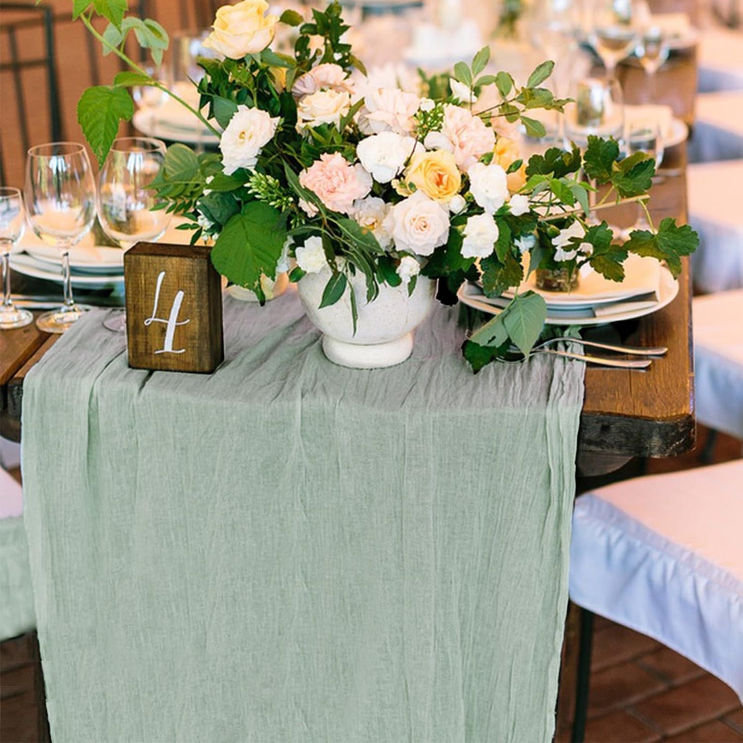 2 Pack Cheesecloth Table Runner 10Ft Gauze Boho Table Runners for Wedding Decor Bridal Shower Decorations Baby Shower Party(35" x 120")