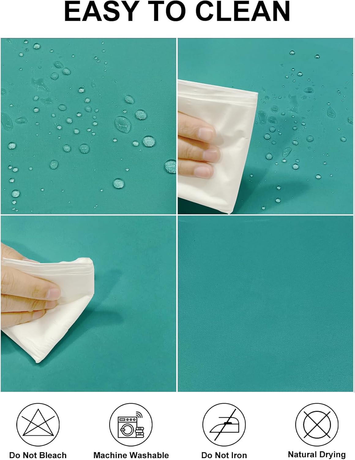 Fokitut 2 Pack Waterproof Rectangle Tablecloth, 60x102 Inch, Stain Resistant and Wrinkle Polyester Table Cloth, Fabric Table Cover for Kitchen Dining, Wedding, Party, Holiday Dinner-Turquoise