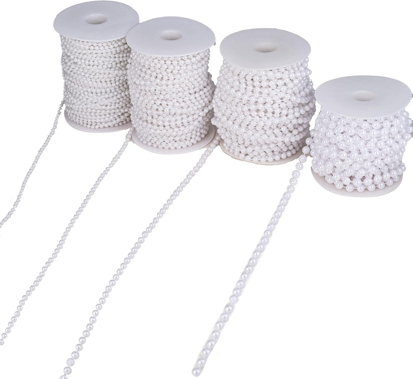 4mm Crafts Faux Pearl Beads Garland Pearl Bead Roll Strand of Pearls to Decorate Floral Centerpieces Wedding Party Favor Christmas Tree(131 Feet Ivory)