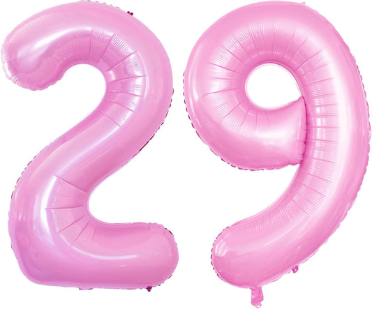 GOER Number 29 Balloons for 29th Birthday Party Decorations,42 Inch Jumbo Foil Helium 92 Balloons for 92nd Birthday Party Decoration (Light Pink)