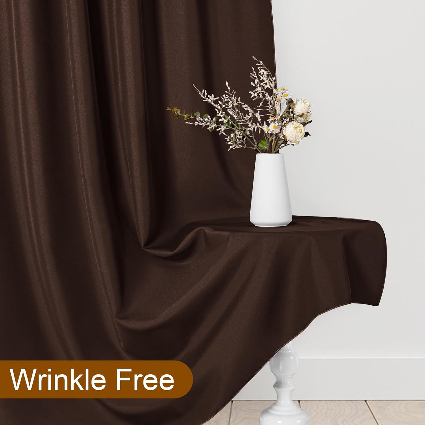DWCN 10x10 FT Backdrop Curtains for Parties, Photography Backdrop Drapes with Rod Pockets for Wedding Decorations Stage Birthday Family Gatherings, 2 Panels 5ft x 10ft, Brown
