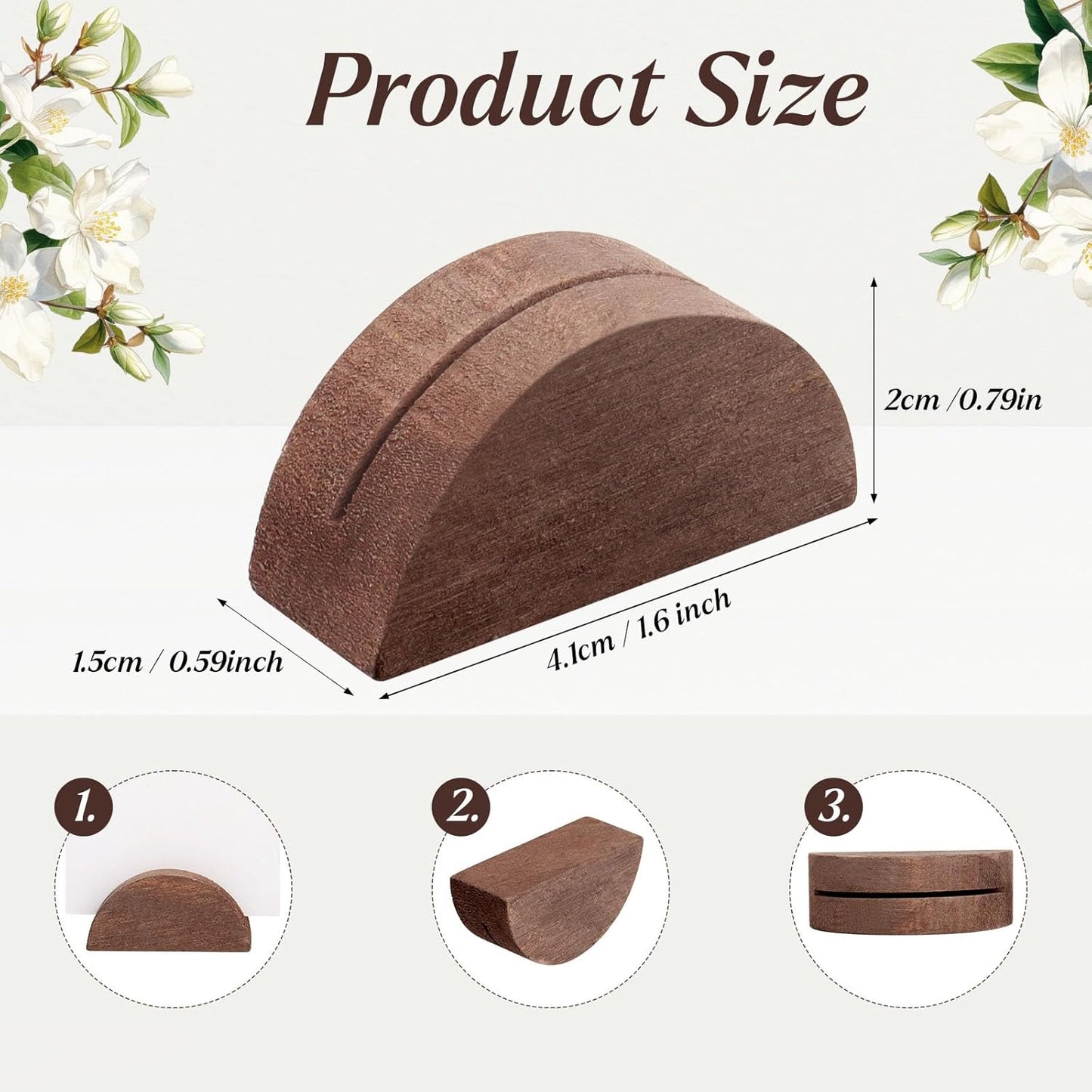 50 Pcs Wooden Table Number Stands, Semicircular Wedding Place Card Holders for Table Numbers, Name Tag, Restaurant Menu, Birthday Party & Event Decor