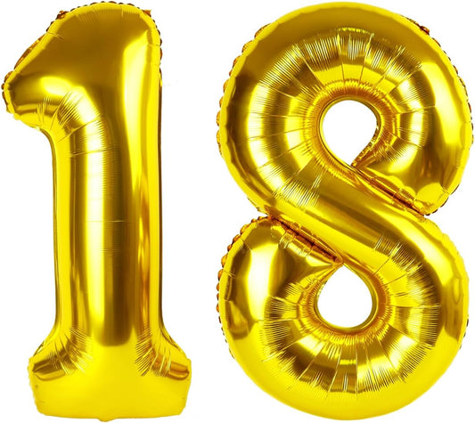 Helium Foil Gold Number 18 81 Balloon 40 Inch, Mylar Eight Numbers 18 81 Birthday Balloons, Gold 18 81 Women Men Anniversary Graduations Party Supplies