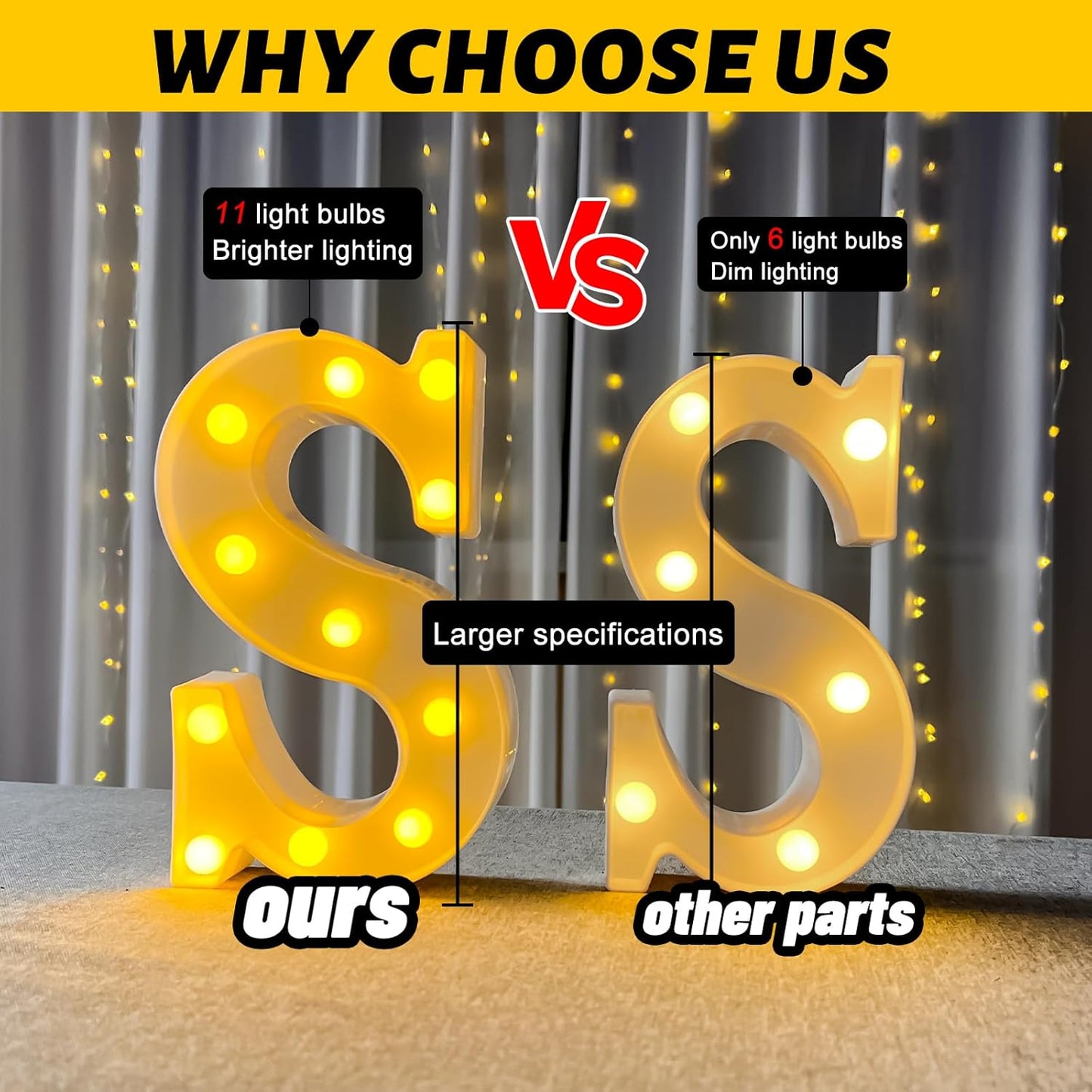 HXWEIYE Light Up Letters LED Marquee Letters Light Sign 26 Alphabet and 10 Number Lights Letter for Party Birthday Bar Battery Powered Christmas Decor Letter Lights (Warm White S)