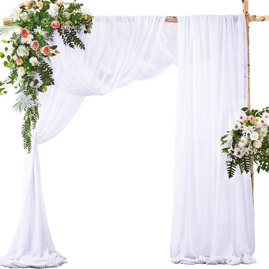 SiinvdaBZX 4 Panels Wedding Arch Draping Fabric 30" x 240" White Polyester Chiffon Fabric for Multiple Occasions
