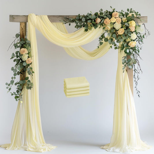 Wokceer Beige Wedding Arch Draping Fabric Backdrop 4 Panels 28.7" X 20FT Sheer Drapes Fabric for Wedding Arbor Ceremony Party