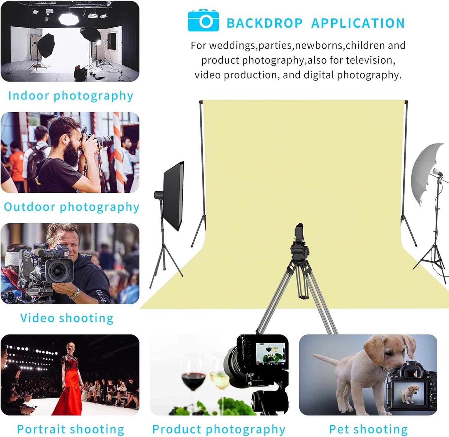 ISSUNTEX 6X9 ft/1.8X2.7 Meters Beige Background Photo Backdrop, Photo Studio, Collapsible High Density Screen for Video Photography and Television