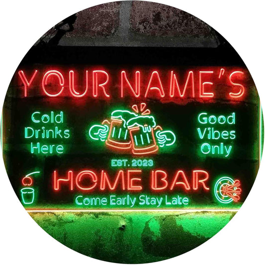 ADVPRO Personalized Your Name Custom Home Bar Beer Established Year Dual Color LED Neon Sign Green & Red 24 x 16 Inches st6s64-p1-tm-gr