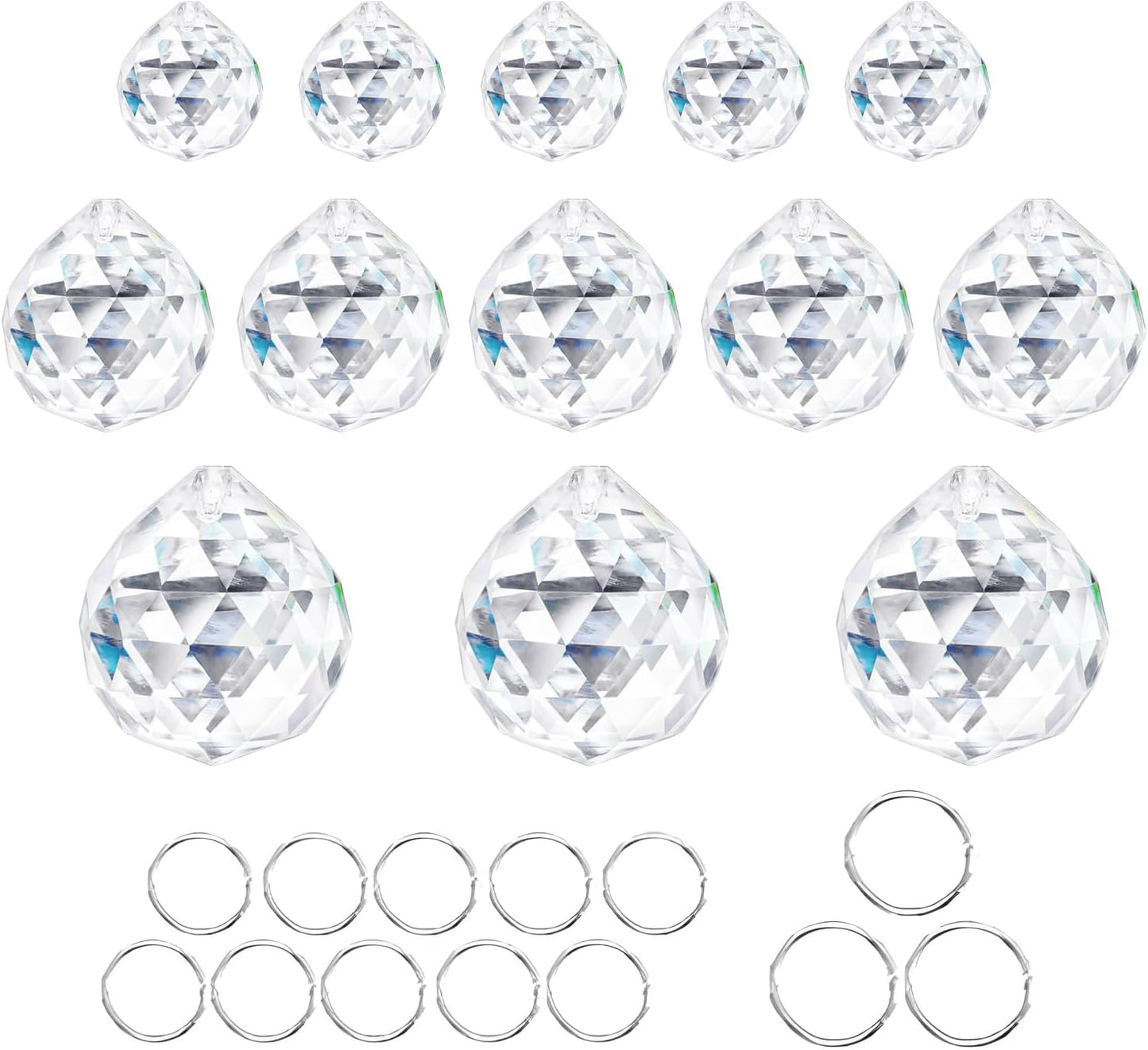 20mm/30mm/40mm Clear Crystal Balls Prism Sun Catcher for DIY Home Garden Wedding Party Decor, Pack of 13