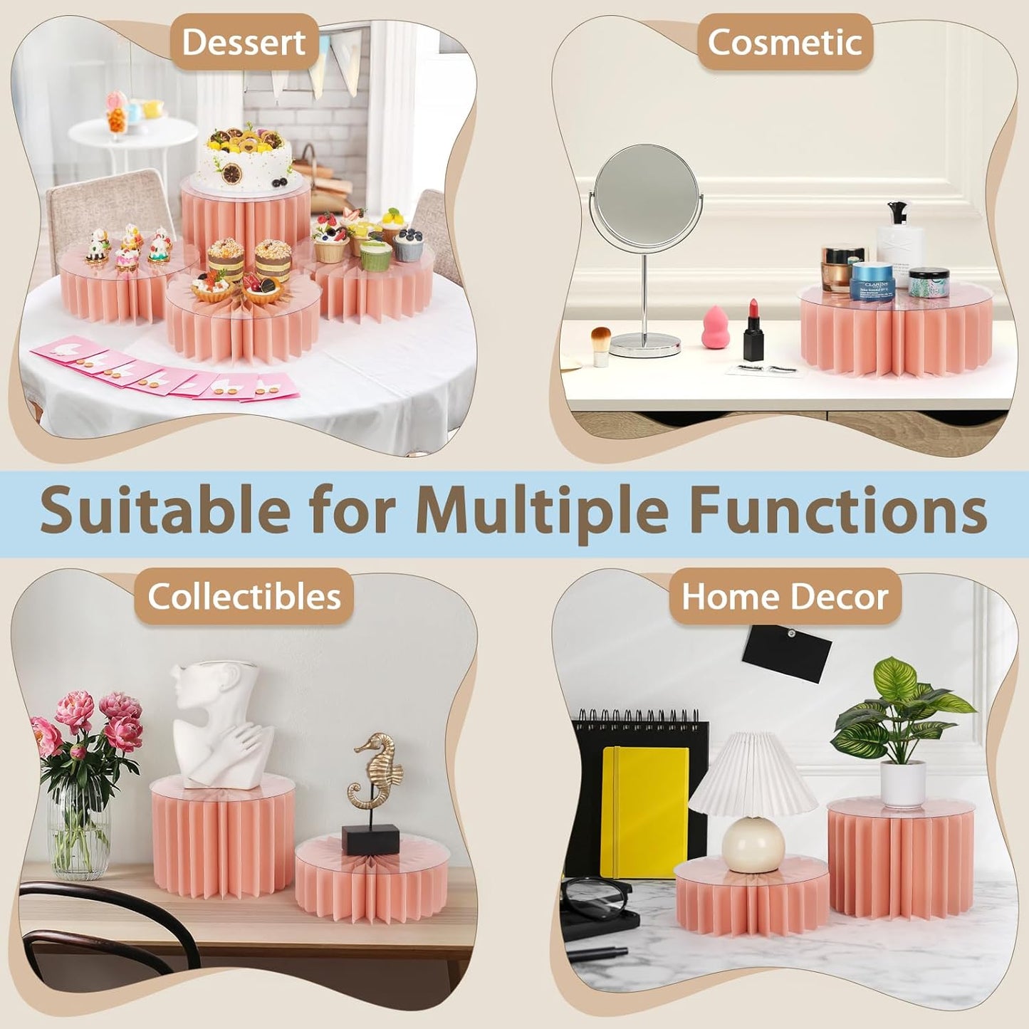 Buffet Risers, Food Risers for Buffet Table Cardboard Food Display Risers for Party Dessert Table Display Set for Show Catering Desserts Collectibles Jewelry (6 Pcs Pink)
