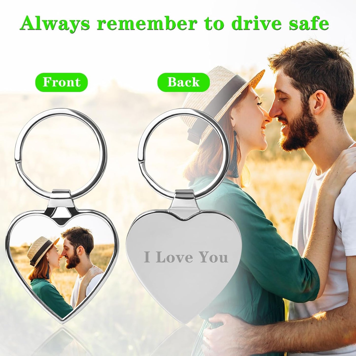 Double Side Custom Keychain with Picture Personalized Engraving Photo Text Customized Gifts for Men Women