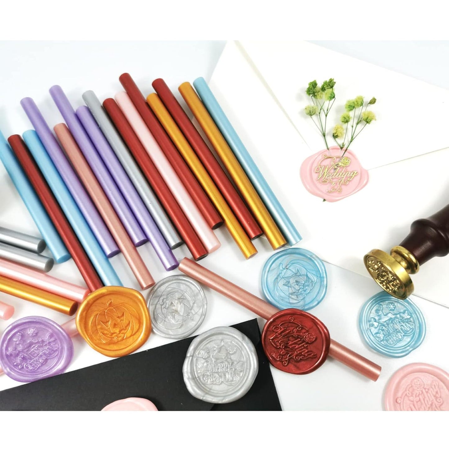 VARACL Hot Melt Glue Sealing Sticks for Letter Seal Stamp - Great for Wedding Invitations, Cards Envelopes, Snail Mails, Postcards, Greeting Cards, Gift Ideas, 7 x 100 mm, 20PCS (Red)