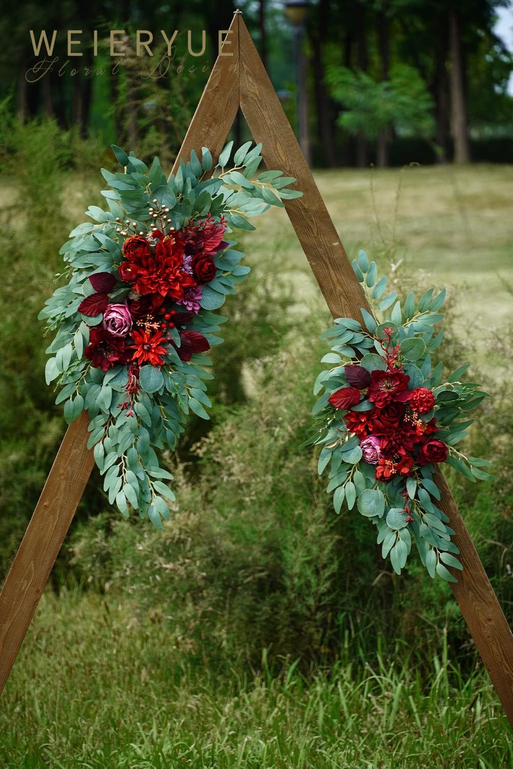 Artificial Wedding Arch Flowers Kit(Pack of 2) for Wedding Arch, Bridal Shower, Ceremony and Reception Backdrop Decoration (Burgundy)