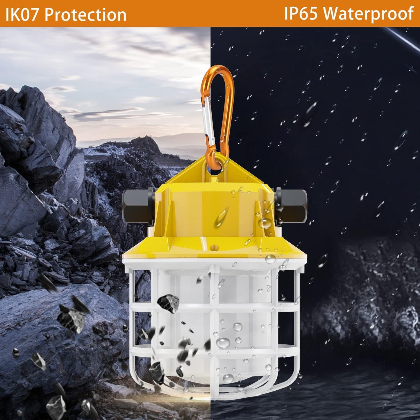 100ft LED Construction String Lights, 150W 15000LM Super Bright LED String Work Light, Construction Temporary Lights Apply to Renovation, Courtyard, Jobsite, and All Outdoor Lighting (100ft-10lights)