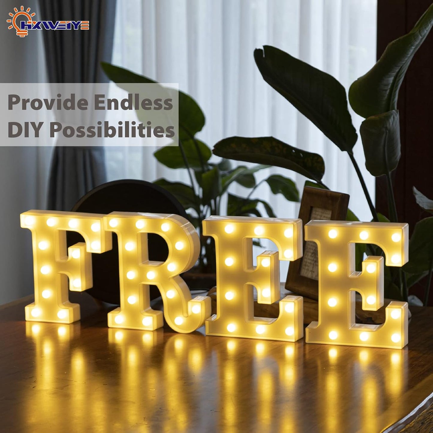 LED Marquee Letters Lights Sign-E, HXWEIYE Led Letters Lights 26 Alphabet, Light Up Number 0-9 Letters Sign for Party Home Birthday Anniversary Battery Powered Lighted Letters(Warm White)