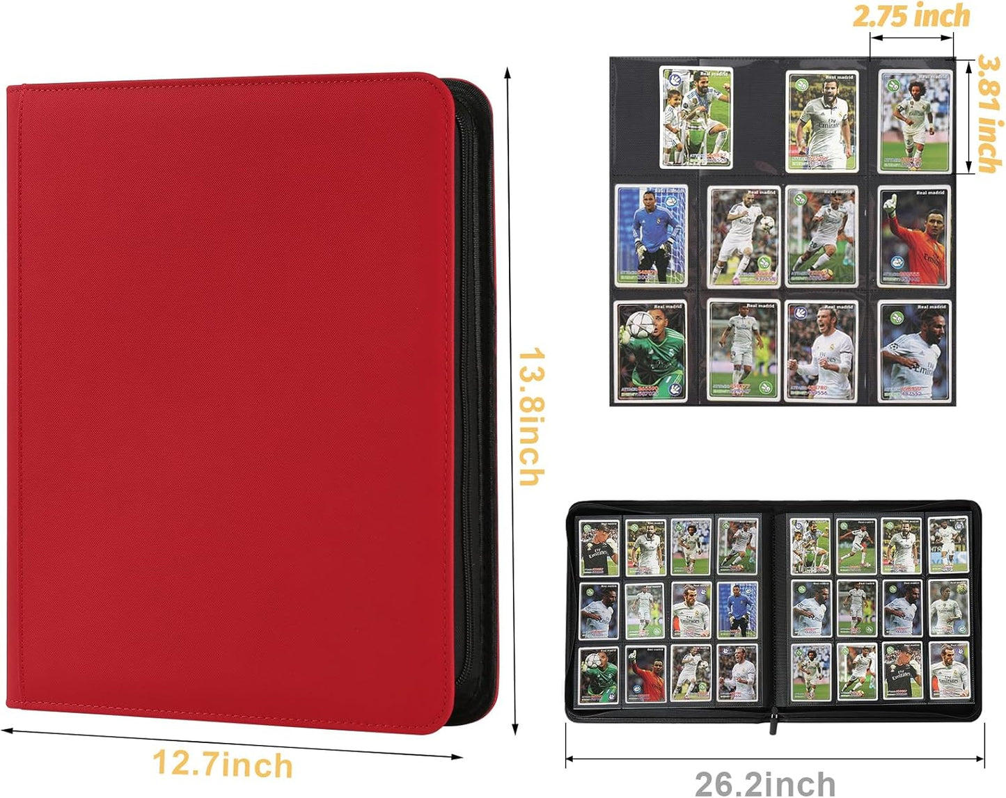Trading Card Binder 12 Pocket, 720 Pockets Card Binders, Card Collection Binder, Card Album Folder for MTG, TCG, Sports Cards, Game Cards (Red)