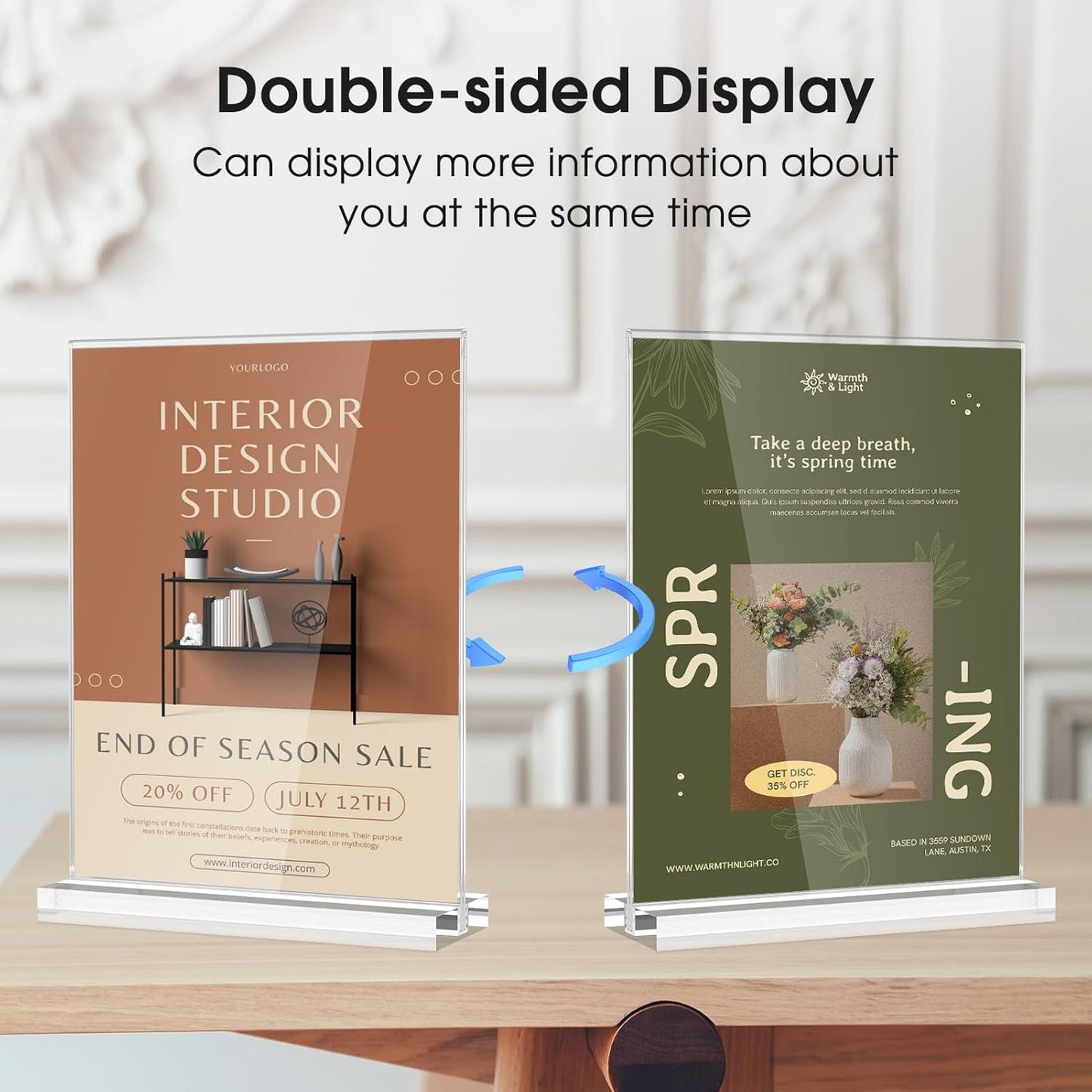 MaxGear Acrylic Sign Holder 8.5 X 11 Inches 10 Pack, Double Sided Plastic Display Stands Table Top Acrylic Frame, Clear Paper Holder Menu Flyer Stand for Stores, Restaurants, Hotels, Office